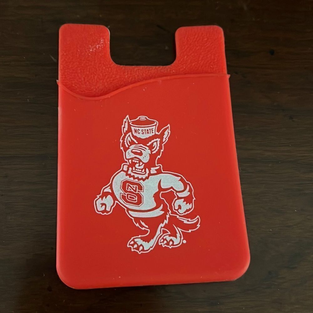 Red NC state Wolfpack Cell Phone Credit Card Holder to stick to the back